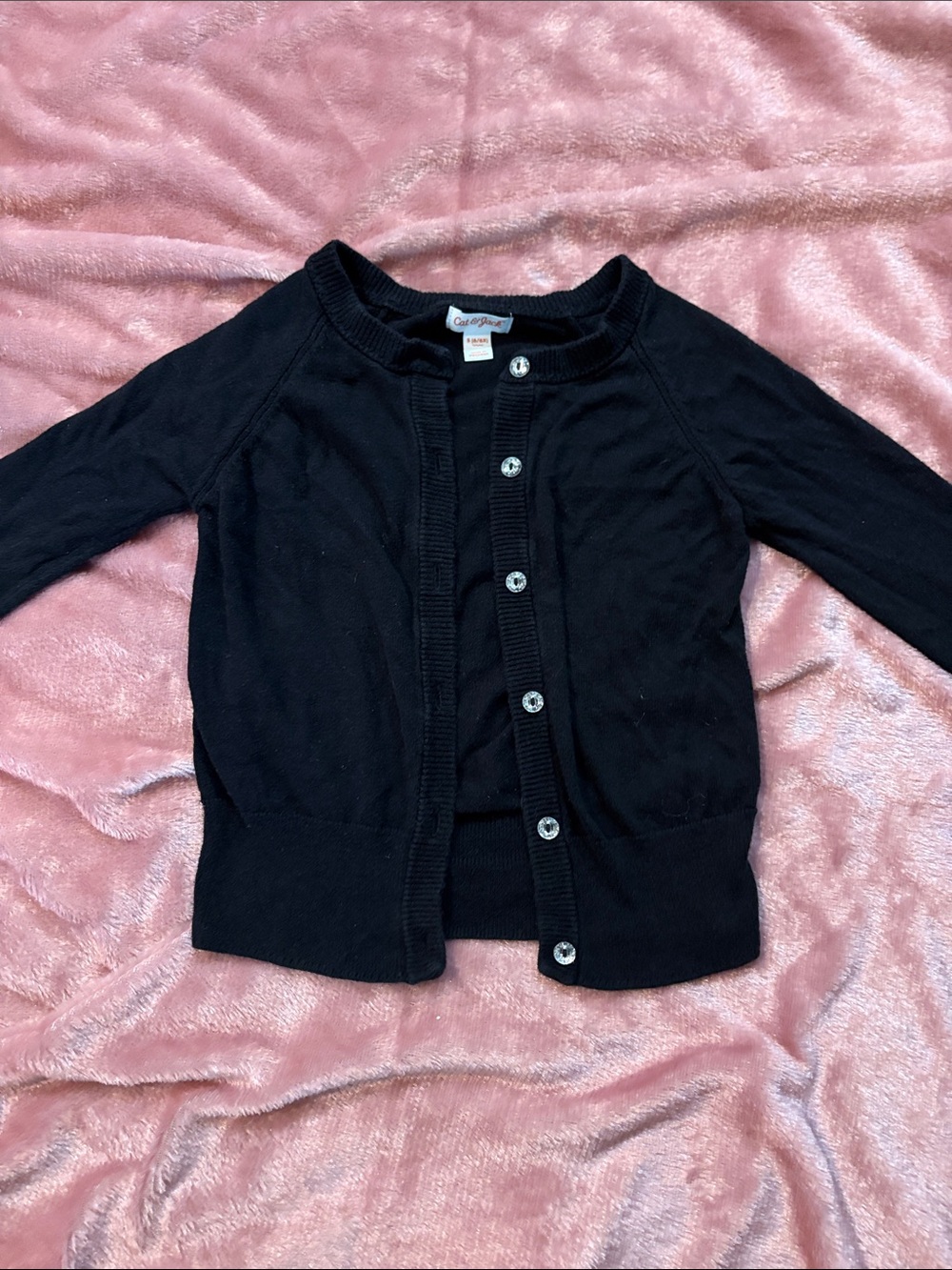 Cat & Jack Black Girl's Knit Button Cardigan